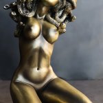 Ebros Greek Goddess Kneeling Nude Seductive Medusa W Snake Hair Statue 6H