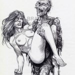 WRIGHTSON Bernie Zombie with nude girl in. BRAUNYs Wrightson Bernie Comic Art Gallery Room