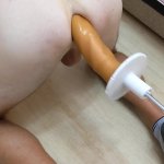 Machine deep anal sex with 40x5.5 cm long liquid silicone dildo