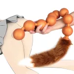 Long Anal Beads Silicone Tail Butt Plug