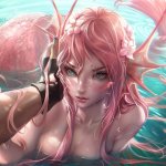sakimichan mermaid monster girl naked tail tattoo wet