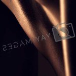Nude back and silhouette woman and sexy with dark aesthetic art with skin and sensual on black background. Body beauty and creative with seduction cosmetics and naked female with sexuality by YuriArcurs