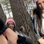 Real Sex in Winter Snowy Forest with Cum in Pussy