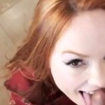 Beautiful redhead stepmother gives a nice POV blowjob