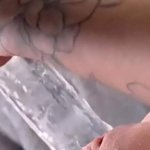 Squirting on a mirror from transparent dildo