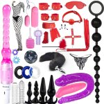 : 32Pcs SM Bondage Restraint Vibrator Silicone Anal Plug Dildo Sex Toys for Butt plug2 Color : Health Household