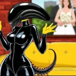 Halloween speciaal. ALIEN: Sinpsoms. Sletvrouw in monsterkostuum uit de ruimte krijgt de harde pik van haar man in haar natte poesje