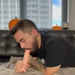 Amateur Bi Latino Sucks on Dildo and Rubs Ass Spit Verbal