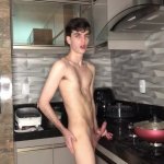 Skinny twink masturbates big hard cock