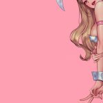 ass thighs thick thigh thick ass big boobs boobs sideboob bunny girl Lovecacao looking over shoulder anime anime girls ecchi simple background pantyhose fishnet fishnet pantyhose bunny ears bunny suit leotard bodysuit