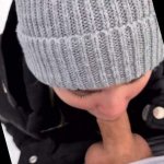 Quick public blowjob in the snow