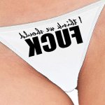 : Knaughty Knickers I Think We Should Fuck Horny Slutty White String Thong Panty : Clothing Shoes Jewelry