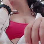 Nipple painful with clothespins while I smoke a cigarette and show you my tits in a public garden