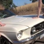 Sweet lesbian blonde licked and fingered in the car
