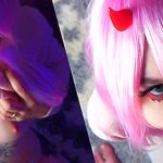 Zero Two sucks cock and gets cum on face
