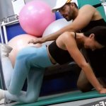 Busty hot babe cums being fucked at gym by personal trainer with big dick