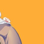 big boobs huge breasts nipples through clothing mature women Namaniku ATK closed eyes anime anime girls ecchi simple background minimalism yellow background Uzaki-chan wa Asobitai! Uzaki Tsuki blush question mark blushing