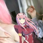 Zero Two got cum on tongue from darling after the battle