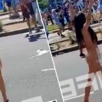 Watch as mystery brunette STRIPS NAKED to celebrate Argentina World Cup triumph in raucous Buenos Aires