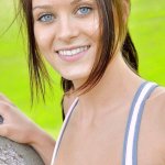 Fit chick strips off sports workout clothes to model naked on golf.. at Pussy Porn Pics