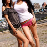 Pornstar Tera Patrick poses with Quebecois slut Amy Lee in sex city Montreal